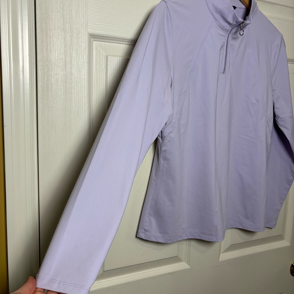 Cegolfs Golf Top Shirt Women Medium Long Sleeve Lilac Quarter Zip Pickleball NEW - Picture 4 of 7